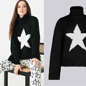 Goldbergh Beauty Knit Star Sweater in Black with White Star Wool Blend